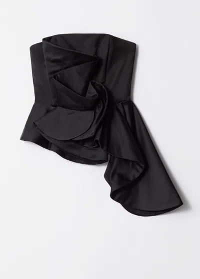 & Other Stories Asymmetric Ruffle Bandeau Top In Black