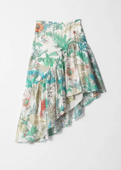 & Other Stories Asymmetric Ruffle Midi Skirt In Multi