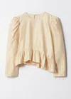 & Other Stories Asymmetric Ruffle-peplum Blouse In Beige