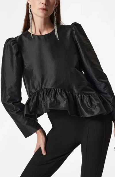 & Other Stories Asymmetric Ruffle Top In Black Dark