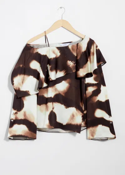 & Other Stories Asymmetric Satin Blouse In Brown