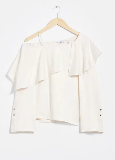 & Other Stories Asymmetric Silk Top In White