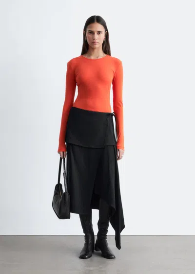 & Other Stories Asymmetric Wrap Midi Skirt In Black