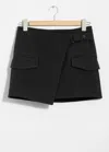 & Other Stories Asymmetric Wrap Mini Skirt In Black
