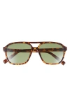 & Other Stories Brown Tortoise Shell Retro Aviator Sunglasses In Green Dark