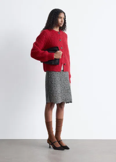& Other Stories Balloon-sleeve Cardigan In Red