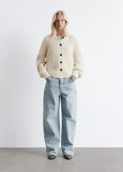 & Other Stories Balloon-sleeve Cardigan In White