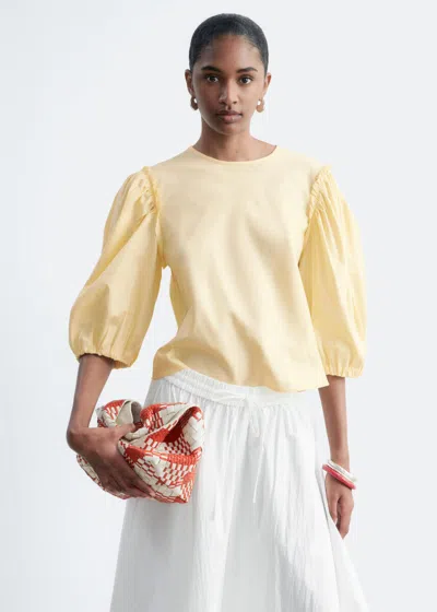 & Other Stories Balloon-sleeve Cotton Blouse In Yellow