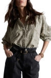 & Other Stories Floral Appliqué Blouse In Khaki Green Dusty Li