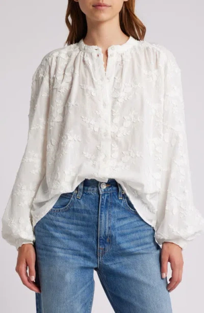 & Other Stories Floral Appliqué Blouse In White Embroidered