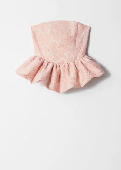 & Other Stories Bandeau Peplum Jacquard Top In Orange