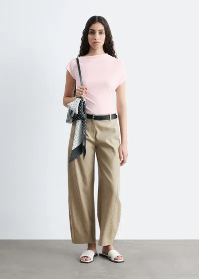 & Other Stories Barrel-leg Cotton Twill Trousers In Neutral