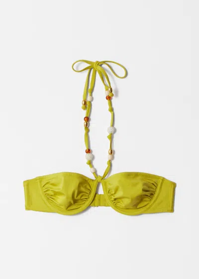 & Other Stories Beaded Balconette Bikini Top In Green