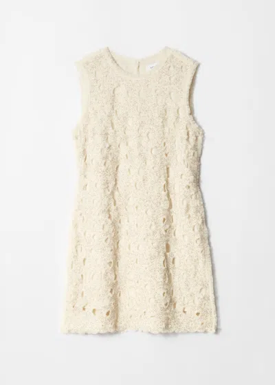 & Other Stories Beaded Tulle Mini Dress With Cut Work Detail In Yellow