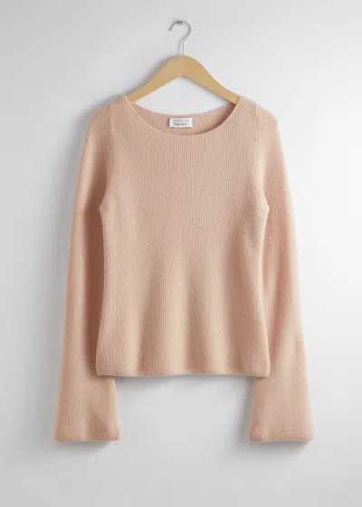 & Other Stories Bell Sleeve Cashmere Sweater In Orange