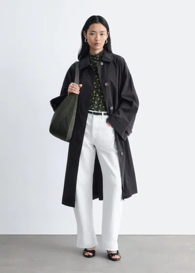 & Other Stories Belted Car Coat In Black