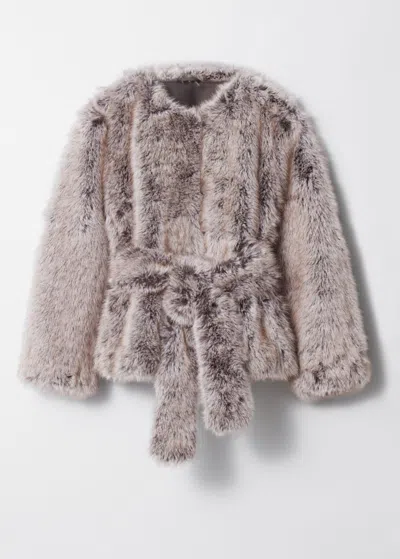 & Other Stories Belted Faux Fur Jacket In Rust