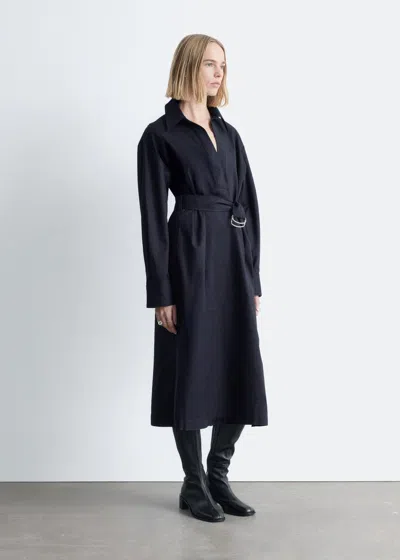 & Other Stories Belted Midi Dress In Blue