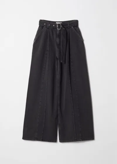 & Other Stories Belted Pleat-detail Jeans In Black