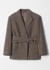 & Other Stories Belted Wool Blazer In Grey