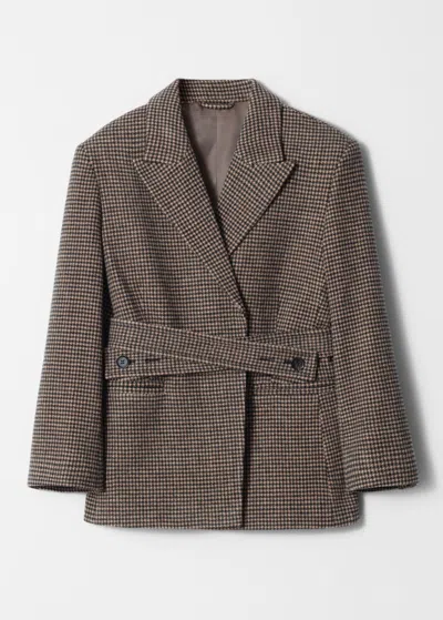 & Other Stories Belted Wool Blazer In Grey