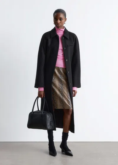 & Other Stories Belted Wool Coat In Black