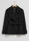 & Other Stories Belted Wool Jacket In Black