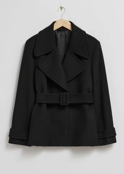 & Other Stories Belted Wool Jacket In Black