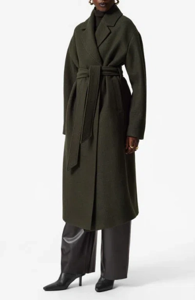 & Other Stories Belted Wool Wrap Coat In Khaki Green Dark