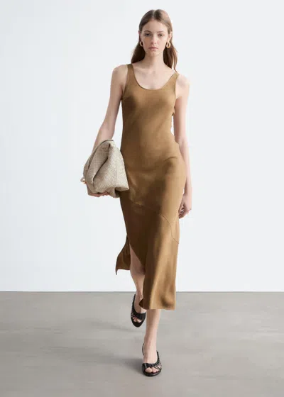 & Other Stories Bias-cut Midi Dress In Brown