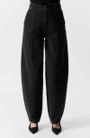 & Other Stories Bloom Cut Barrel Leg Jeans In Black Dark