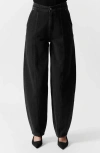 & Other Stories Bloom Cut Barrel Leg Jeans In Black Dark