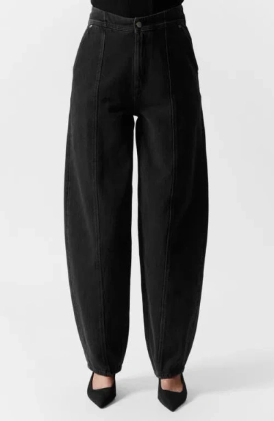 & Other Stories Bloom Cut Barrel Leg Jeans In Black Dark