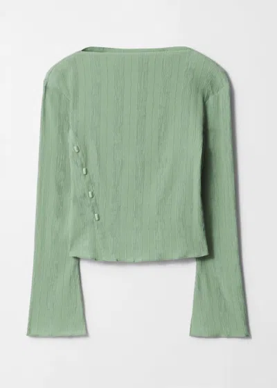 & Other Stories Boat-neck Flared-sleeve Top In Green