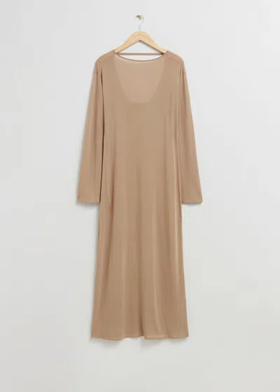 & Other Stories Boat Neck Maxi Dress In Beige