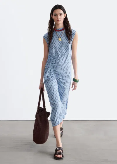 & Other Stories Boat-neck Midi Dress In Blue