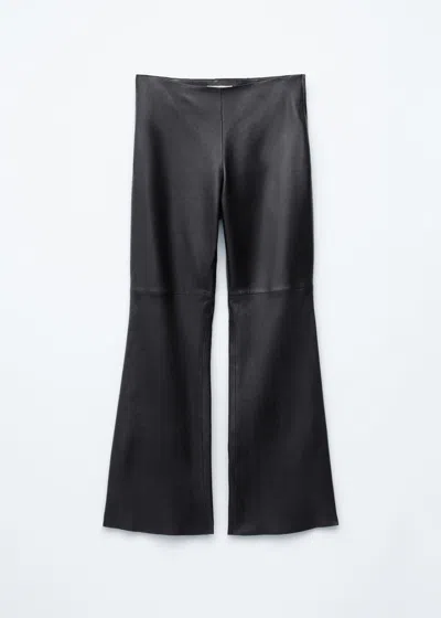 & Other Stories Bootcut Leather Trousers In Black