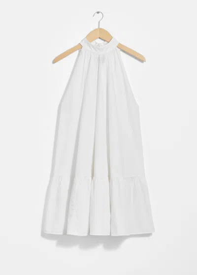 & Other Stories Bow-detailed Mini Dress In White