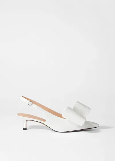 & Other Stories Bow-embellished Satin Pumps In White