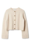 & Other Stories Boxy Mohair & Wool Blend Cardigan In White Dusty Light