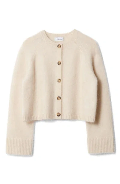 & Other Stories Boxy Mohair & Wool Blend Cardigan In White Dusty Light