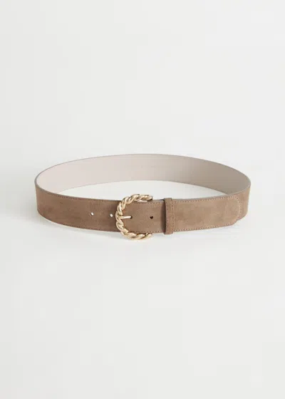& Other Stories Braid Buckle Leather Belt In Brown