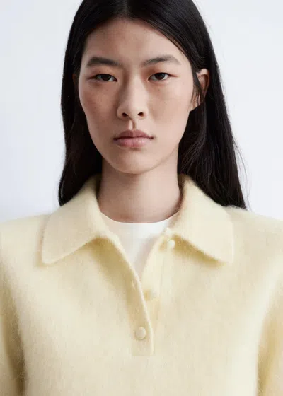 & Other Stories Brushed Knit Polo T-shirt In Yellow