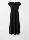 & Other Stories Midaxi Dress With Tiered Hem And Ruffle Sleeves In Black