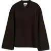 & Other Stories Button Sleeve Wool Sweater In Brown Dark