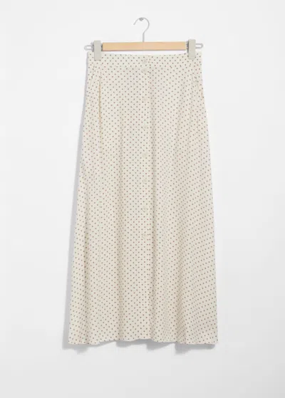 & Other Stories Buttoned A-line Midi Skirt In White