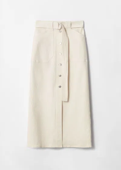 & Other Stories Buttoned Denim Midi Skirt In White