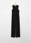 & Other Stories Buttoned Sleeveless Jumpsuit In Black