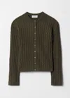 & Other Stories Juliet Sleeve Rib Cardigan In Green