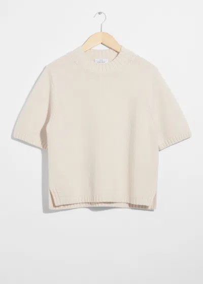& Other Stories Cashmere-blend Knit T-shirt In White